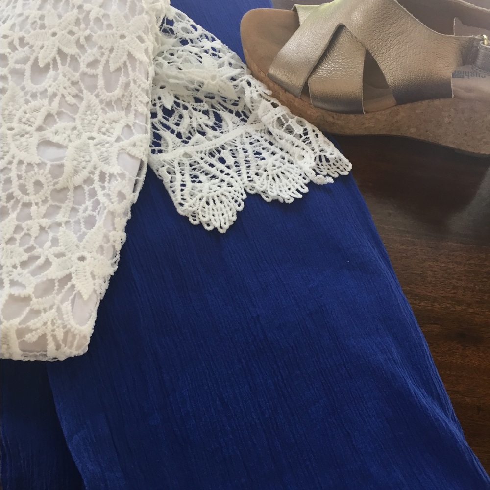 Talbot blue crinkle cotton pants